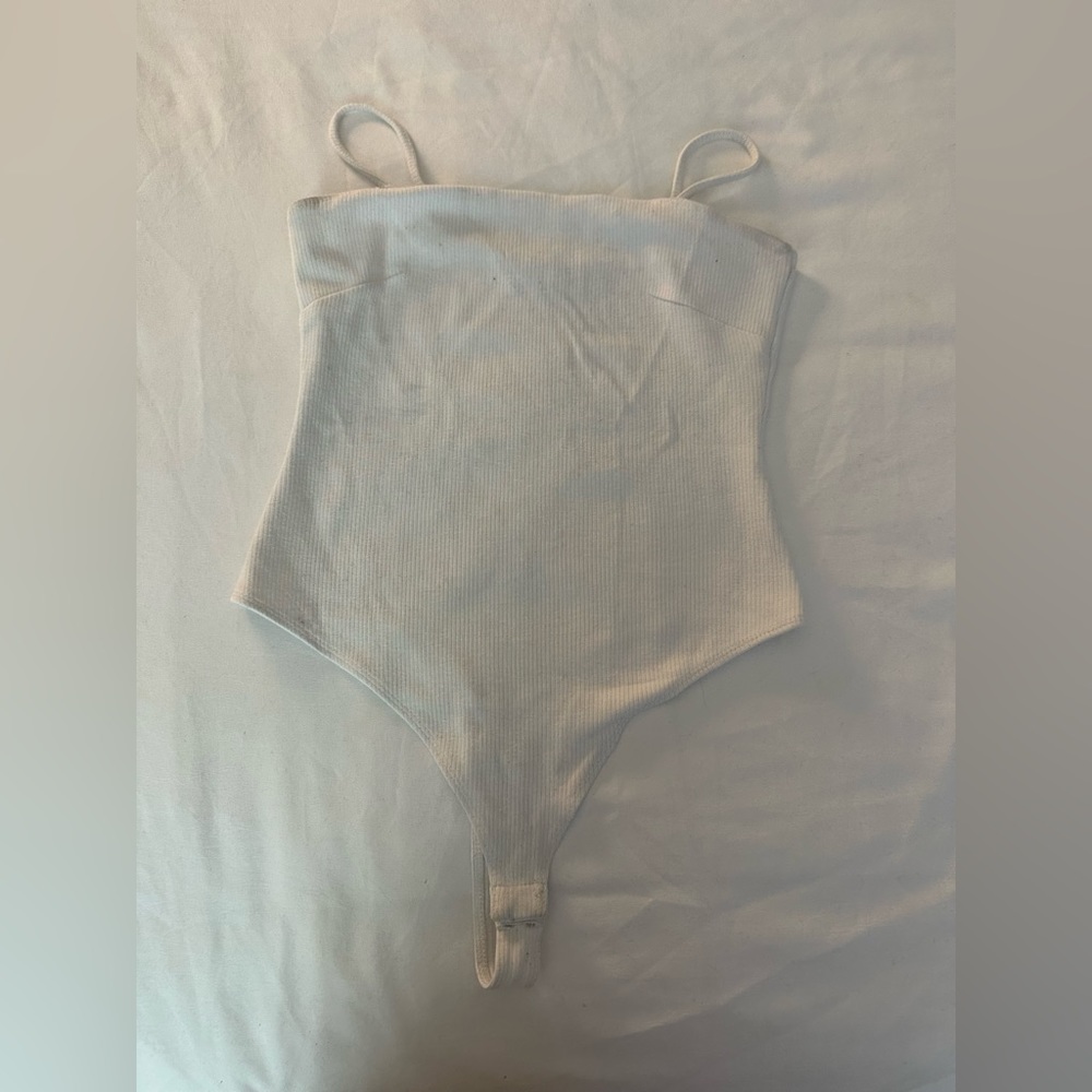 Emory Park Ribbed White Tank Bodysuit